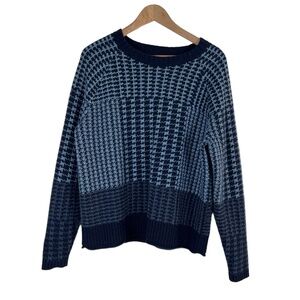 Pendleton Crewneck Sweater Mens Size Medium Blue Houndstooth‎ Wool Cabin Cozy